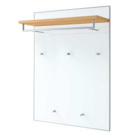 Flurgarderobe Luoretta in Weiß Glas Eiche Bianco furniert – Ansicht 1