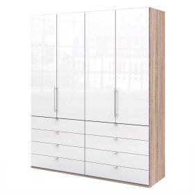 Schlafzimmerkleiderschrank Andryas glasbeschichtet in Weiß – Ansicht 1