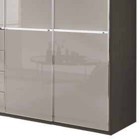Kleiderschrank zweifarbig Sanctos mit drei Kleiderstangen Front glasbeschichtet – Ansicht 3