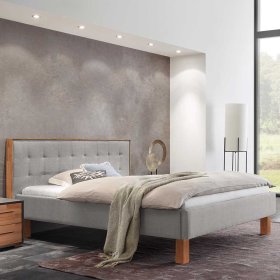 Polster Doppelbett Tutan in Grau und Kernbuchefarben – Ansicht 2
