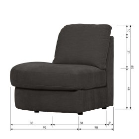 Modulsofa Abschluss Element links Trois in Anthrazit 93 cm breit – Ansicht 17
