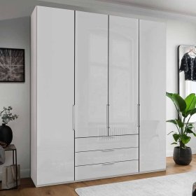 Schlafzimmerschrank Locoro in Weiß glasbeschichtet mit Soft Close – Ansicht 2