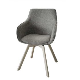 Armlehnstuhl Felda mit Gestell aus Massivholz im Skandi Design (2er Set) – Ansicht 1