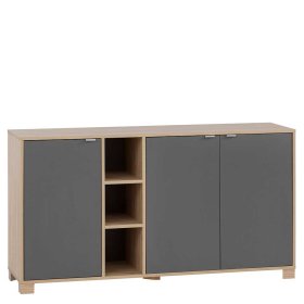 Modernes Sideboard Ron in Dunkelgrau und Eiche hell – Ansicht 1