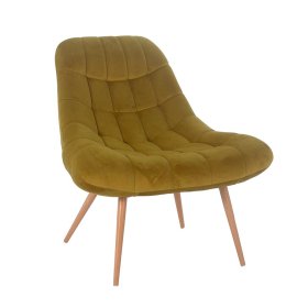 Retro Polstersessel Juleen in Ocker Samt mit 50 cm Sitzhöhe – Ansicht 1