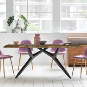 Design Esszimmertisch Gray aus Recyclingholz mit Vierfußgestell – Ansicht 3