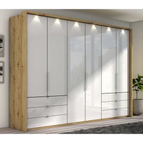 Falttüren Schlafzimmerschrank Waluva in Weiß und Eiche Bianco modern – Ansicht 3