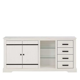 Sideboard Siluzia aus Kiefer Massivholz in Weiß und Schwarz – Ansicht 3