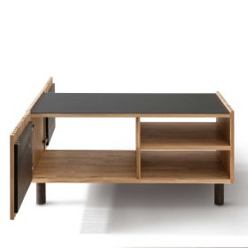 Skandi Design Wohnzimmer Tisch Prozatur aus Wildeiche Massivholz mit Glasplatte – Ansicht 3