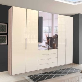 Großer Schlafzimmerschrank Codumenta mit Spiegel Falttüren und Schubladen – Ansicht 3