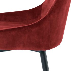 Esstisch Stuehle Lajasa in Dunkelrot und Schwarz aus Samt und Metall (2er Set) – Ansicht 7