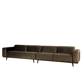 Wohnzimmer Couch Futriva in Taupe Samt im Retro Look – Ansicht 4