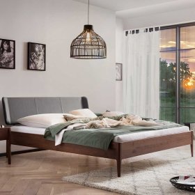 140x200 Bett Nussbaum Briston aus Massivholz mit Polster Kopfteil – Ansicht 2