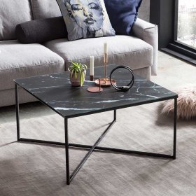 Retrostil Couchtisch Judita in Schwarz mit Glasplatte – Ansicht 3