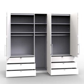 XL Schlafzimmerschrank Andryas in Weiß und Eiche Sägerau glasbeschichtet – Ansicht 6
