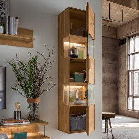 Wand Vitrine Onitos aus Wildeiche Massivholz 169 cm hoch – Ansicht 4