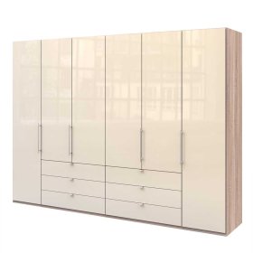 Glasfront Kleiderschrank Codumenta in Cremefarben glasbeschichtet – Ansicht 1
