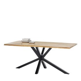 Loft Design Esstisch Malka aus Akazie Massivholz und Eisen – Ansicht 1