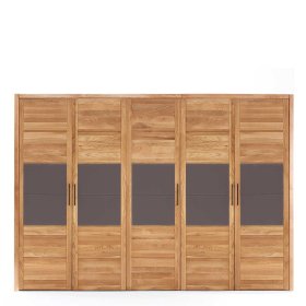 Kleiderschrank 5 Türen Zeus aus Wildeiche Massivholz & Glas in Anthrazit – Ansicht 2