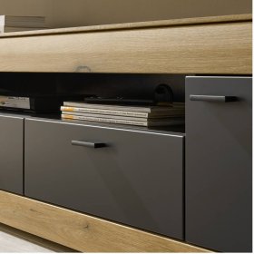 Fernseh Unterschrank Badehma in Eichefarben und Dunkelgrau – Ansicht 5