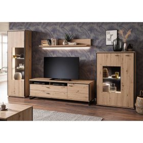 Wohnwand Geronda in Anthrazit und Eiche Optik modern (vierteilig) – Ansicht 3