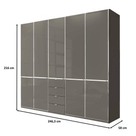 XL Kleiderschrank Boplaroma mit vier Schubladen Front glasbeschichtet – Ansicht 9