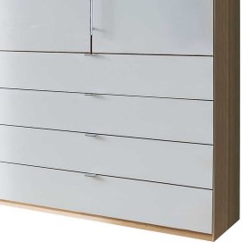 Schlafzimmerkleiderschrank Waluva in Weiß und Eiche Bianco mit Falttüren – Ansicht 3