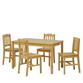 Landhausstil Esszimmer Sitzgruppe Menea aus Kiefer Massivholz lackiert (fünfteilig) – Ansicht 1