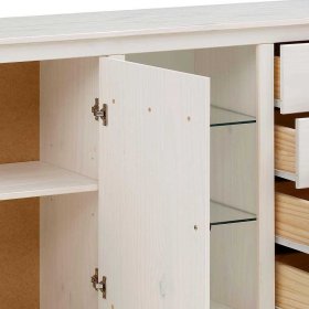 Sideboard Siluzia aus Kiefer Massivholz in Weiß und Schwarz – Ansicht 8