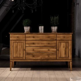 Wohnzimmer Sideboard Tyvoria aus Wildeiche Massivholz 100 cm hoch – Ansicht 2