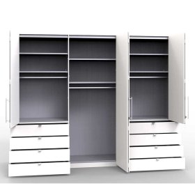 Großer Schlafzimmerschrank Lolyana mit Falttüren und Schubkästen – Ansicht 6