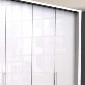 Design Kleiderschrank Grinzia in Weiß Glas beschichtet mit Falttüren – Ansicht 5