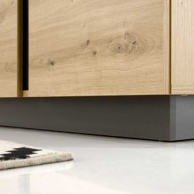 Breites TV Lowboard Matrezina in Wildeichefarben und Dunkelgrau – Ansicht 6