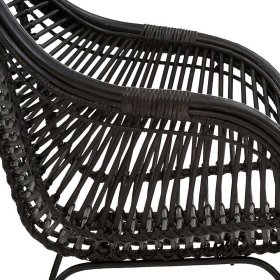 Schwarze Rattan Stühle Vitablo mit Armlehnen 45 cm Sitzhöhe (2er Set) – Ansicht 9