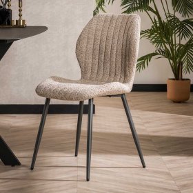 Moderne Polsterstühle Glowaz in Beige und Schwarz mit Boucle Bezug (4er Set) – Ansicht 2
