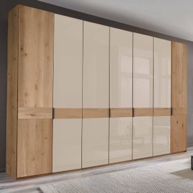 XL Drehtürenkleiderschrank Vericia in Eiche Bianco & Champagner 344 cm breit – Ansicht 2