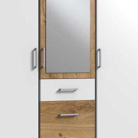 Schlafzimmerkleiderschrank Cerhard mit Spiegeltür und drei Schubladen – Ansicht 4