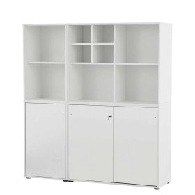 Weiße Schrankwand Büro Damyant 168 cm hoch - Made in Germany – Ansicht 1