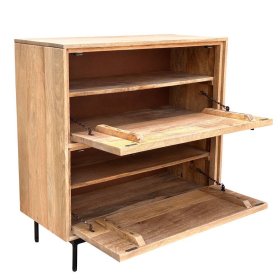 Schuh Schrank Diaria Front beschnitzt in Mangoholz Naturfarben – Ansicht 4