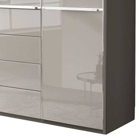 Kleiderschrank mit Schubladen Sanctos Front glasbeschichtet - Made in Germany – Ansicht 3