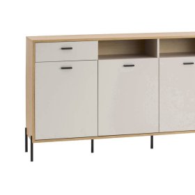 Wohnzimmer Anbauwand Zimena in Eichefarben und Beige (zweiteilig) – Ansicht 5
