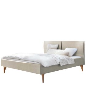 Stoffbett Beige Laan mit Vierfußgestell aus Holz in Eiche Bianco – Ansicht 1