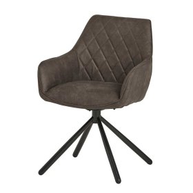 Stuhl Set Esstisch Cadrian in Grau und Schwarz aus Microfaser und Metall (2er Set) – Ansicht 1