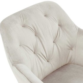 Samt Esszimmersessel Aurach in Cremefarben und Schwarz 49 cm Sitzhöhe – Ansicht 6