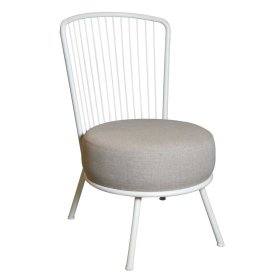 Esszimmerstuhl Pradisio in Weiß und Beige mit Sitzbezug aus Webstoff – Ansicht 1