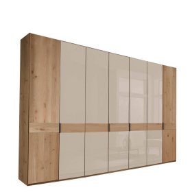 XL Drehtürenkleiderschrank Vericia in Eiche Bianco & Champagner 344 cm breit – Ansicht 1