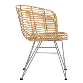 Rattan Stühle Anuel in Beige und Silberfarben mit Armlehnen (2er Set) – Ansicht 3