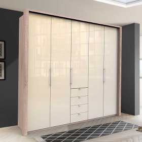 Glasbeschichteter Schlafzimmerschrank Codumenta in Weiß und Eiche Sägerau – Ansicht 2