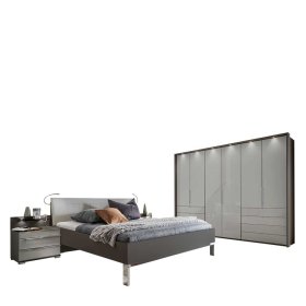 Schlafzimmer Set Kosnira in Braun und Hellgrau Made in Germany (vierteilig) – Ansicht 1