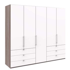 Kombi Schlafzimmerschrank Rarian in Weiß Eiche Trüffelfarben modern – Ansicht 1